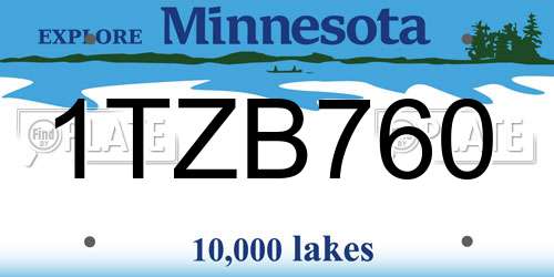 1TZB760 Minnesota License Plate