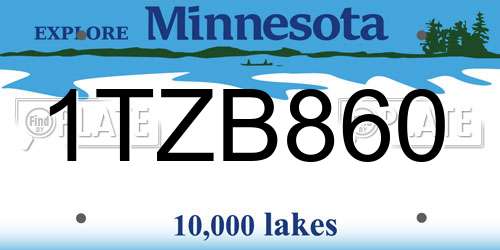 1TZB860 Minnesota License Plate