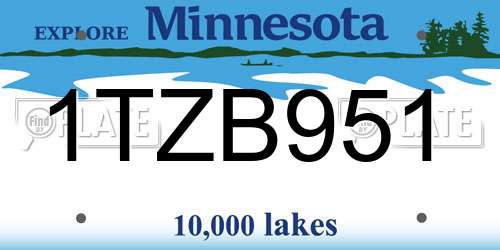 1TZB951 Minnesota License Plate
