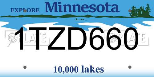 1TZD660 Minnesota License Plate