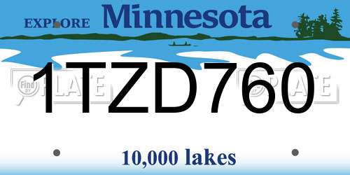 1TZD760 Minnesota License Plate