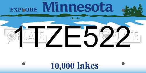 1TZE522 Minnesota License Plate