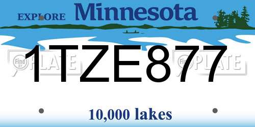 1TZE877 Minnesota License Plate
