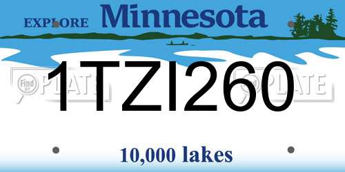1TZI260 Minnesota License Plate