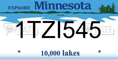 1TZI545 Minnesota License Plate