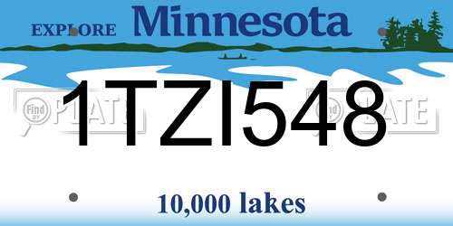 1TZI548 Minnesota License Plate