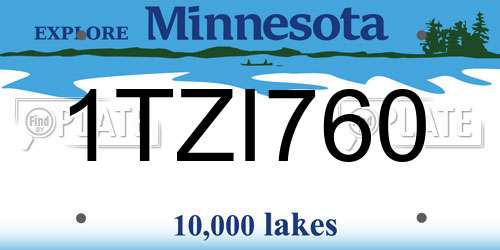 1TZI760 Minnesota License Plate