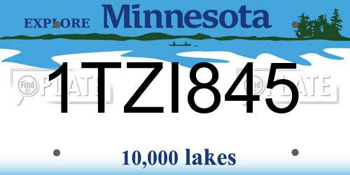 1TZI845 Minnesota License Plate