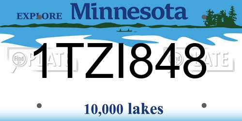 1TZI848 Minnesota License Plate