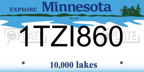 1TZI860 Minnesota License Plate