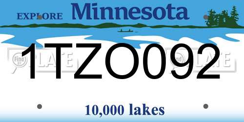 1TZO092 Minnesota License Plate