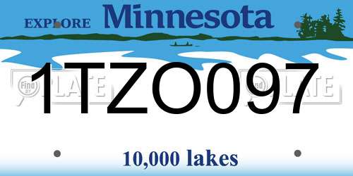 1TZO097 Minnesota License Plate