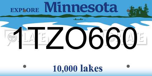 1TZO660 Minnesota License Plate
