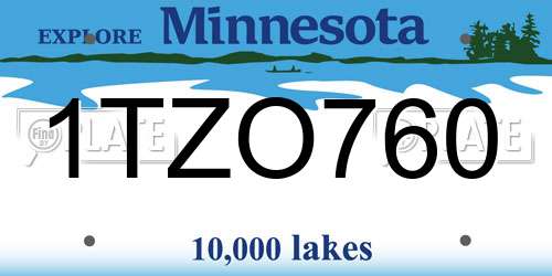 1TZO760 Minnesota License Plate