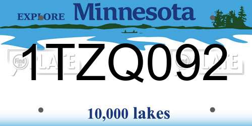 1TZQ092 Minnesota License Plate