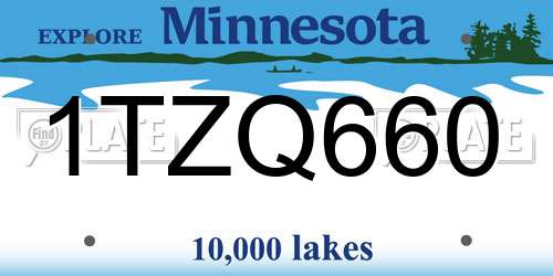 1TZQ660 Minnesota License Plate