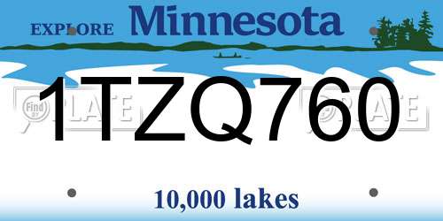1TZQ760 Minnesota License Plate