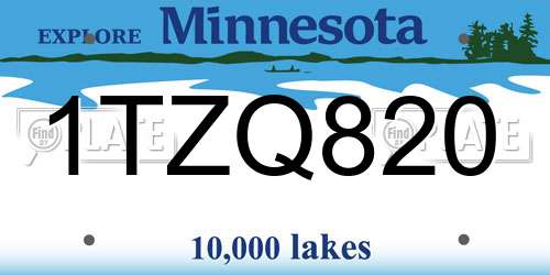 1TZQ820 Minnesota License Plate