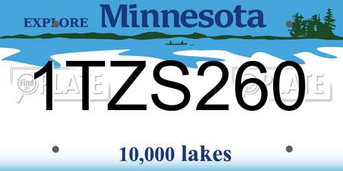 1TZS260 Minnesota License Plate