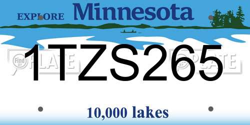 1TZS265 Minnesota License Plate