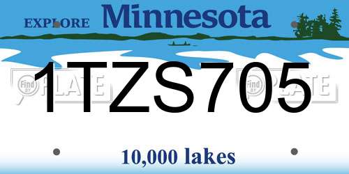 1TZS705 Minnesota License Plate