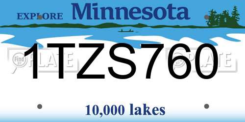 1TZS760 Minnesota License Plate