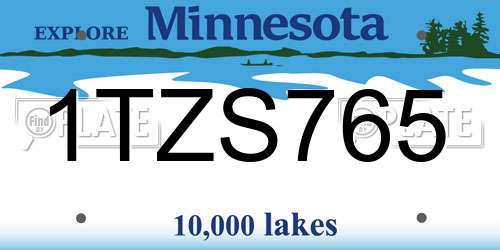 1TZS765 Minnesota License Plate
