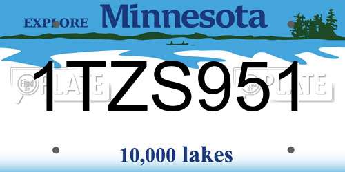1TZS951 Minnesota License Plate