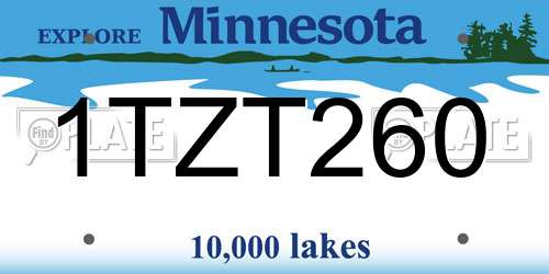 1TZT260 Minnesota License Plate