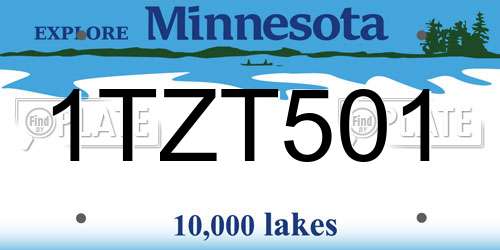 1TZT501 Minnesota License Plate