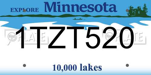 1TZT520 Minnesota License Plate