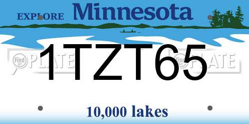 1TZT65 Minnesota License Plate