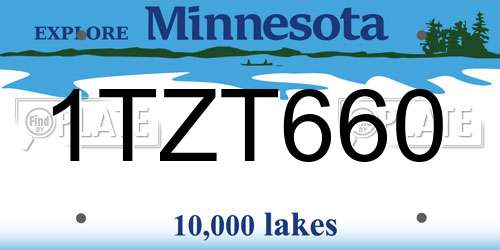 1TZT660 Minnesota License Plate