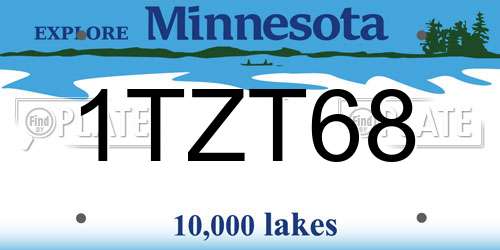 1TZT68 Minnesota License Plate