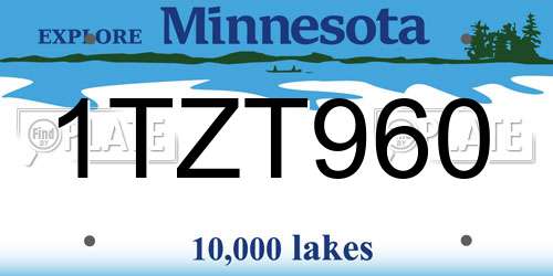 1TZT960 Minnesota License Plate