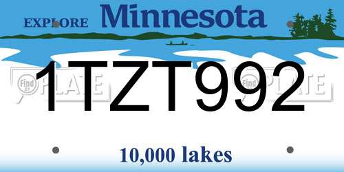 1TZT992 Minnesota License Plate
