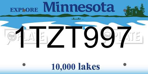 1TZT997 Minnesota License Plate