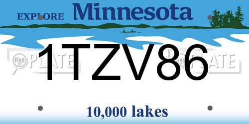 1TZV86 Minnesota License Plate