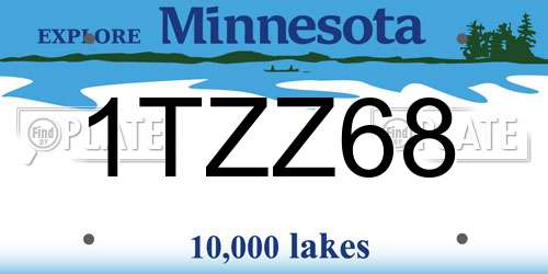 1TZZ68 Minnesota License Plate