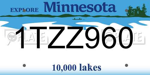 1TZZ960 Minnesota License Plate