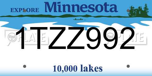 1TZZ992 Minnesota License Plate