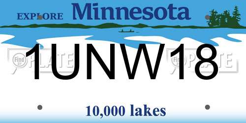 1UNW18 Minnesota License Plate