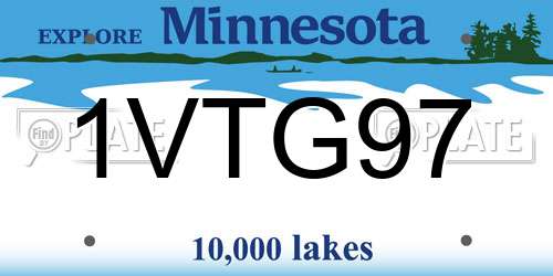 1VTG97 Minnesota License Plate