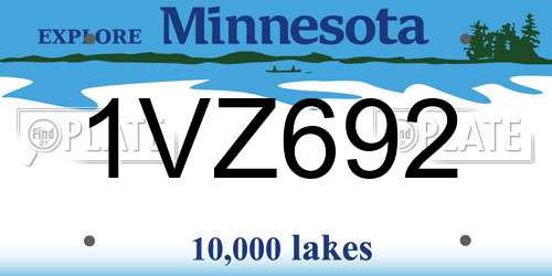 1VZ692 Minnesota License Plate