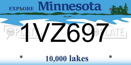 1VZ697 Minnesota License Plate