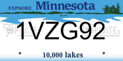 1VZG92 Minnesota License Plate