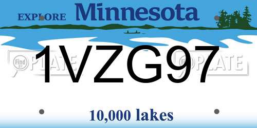 1VZG97 Minnesota License Plate