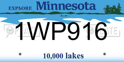 1WP916 Minnesota License Plate