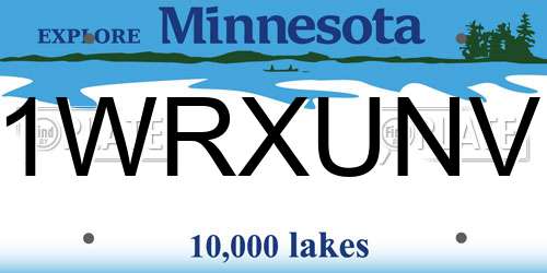 1WRXUNV Minnesota License Plate