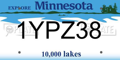 1YPZ38 Minnesota License Plate